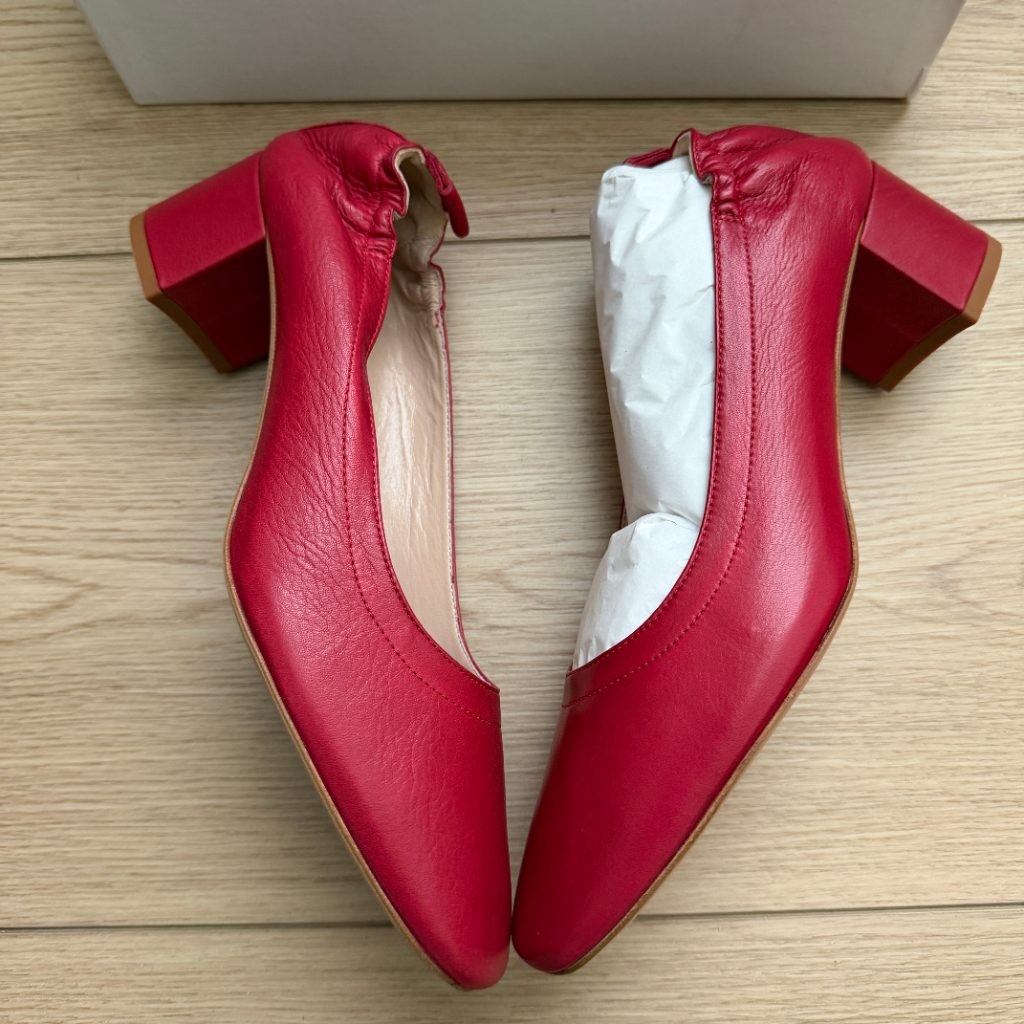 Summit White Mountain Vittoria Red Leather Block Heel Pumps Size 40 US 9 Italy