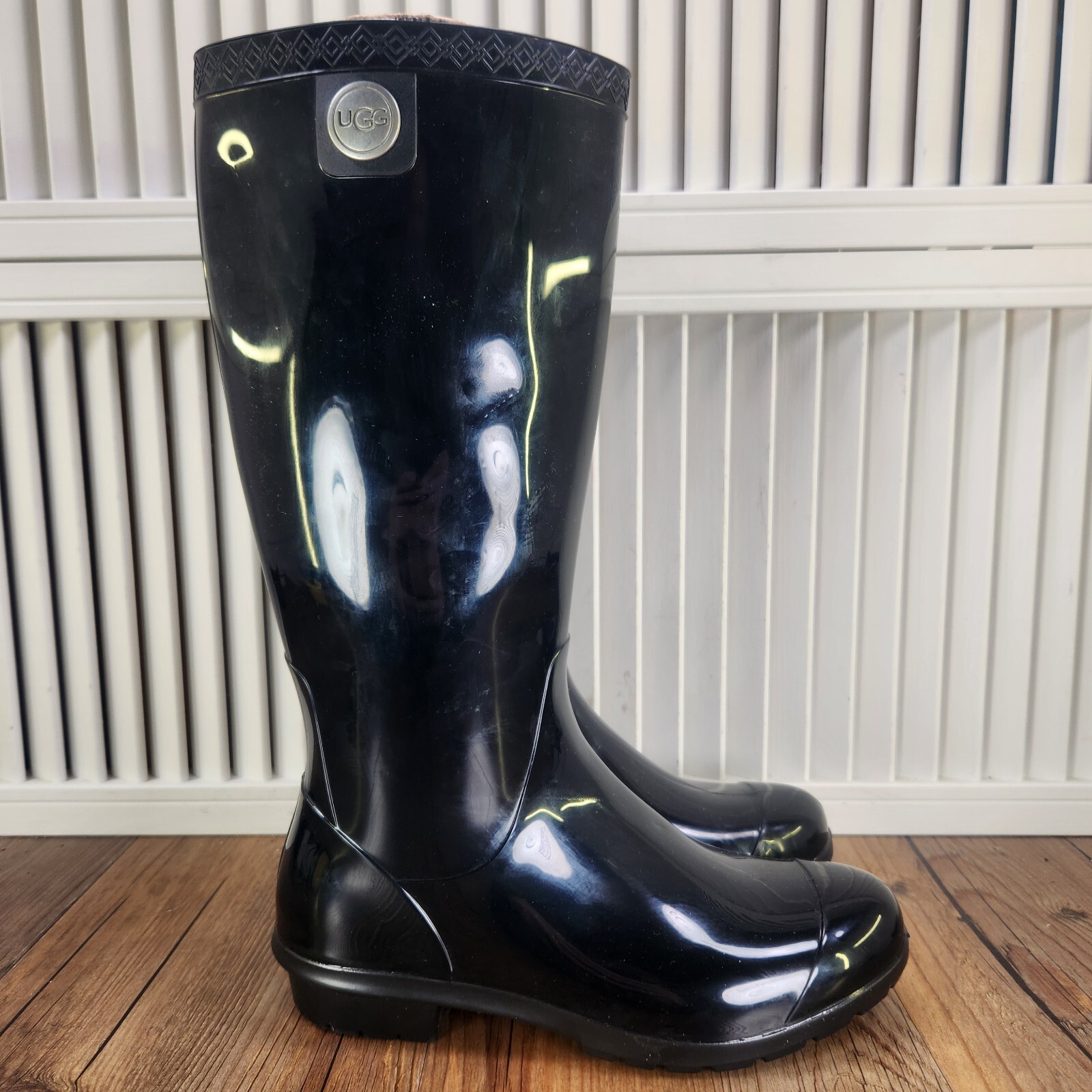 UGG Shaye Rain Boots Women’s Sz 5 Black Tall Waterproof Rubber Style Made In USA