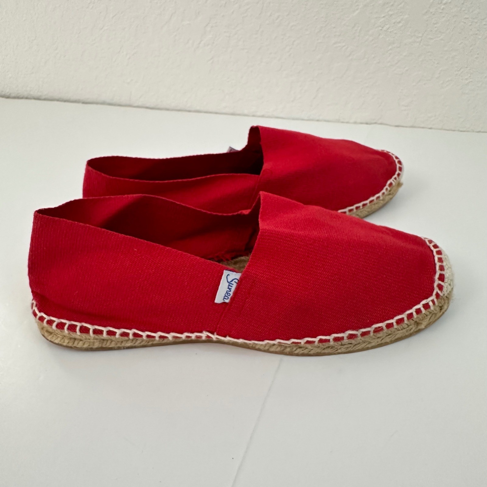 Sunea Espadrilles Flats Womens Red Canvas Slip On Jute Rope Sole Shoes Boho Chic