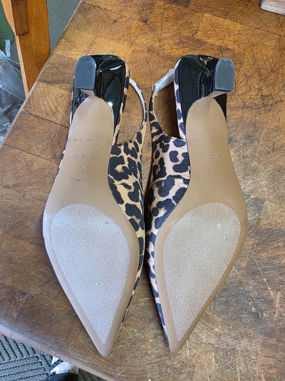 Franco Sarto leopard print slingback pumps Jaden pointed toe and kitten heel 8.5