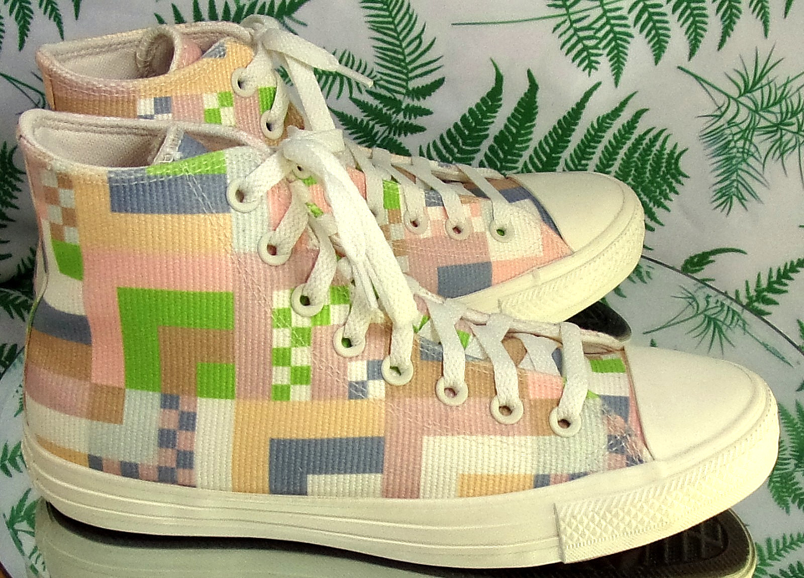CONVERSE CRAFTED ABSTRACT STRIPES CANVAS HIGH TOP SNEAKERS SHOES US WOMENS SZ 9