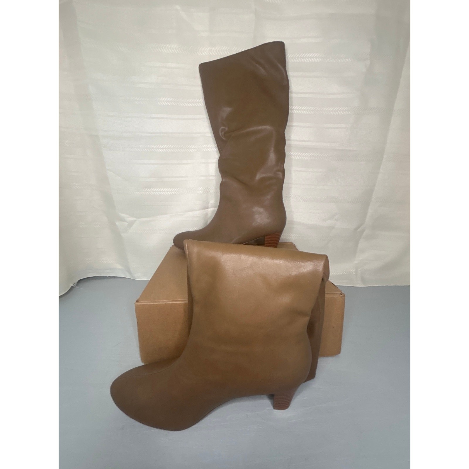 Journee Collection Jovey Tru Comfort Foam Pull On Almond Toe Boot Taupe Size 7