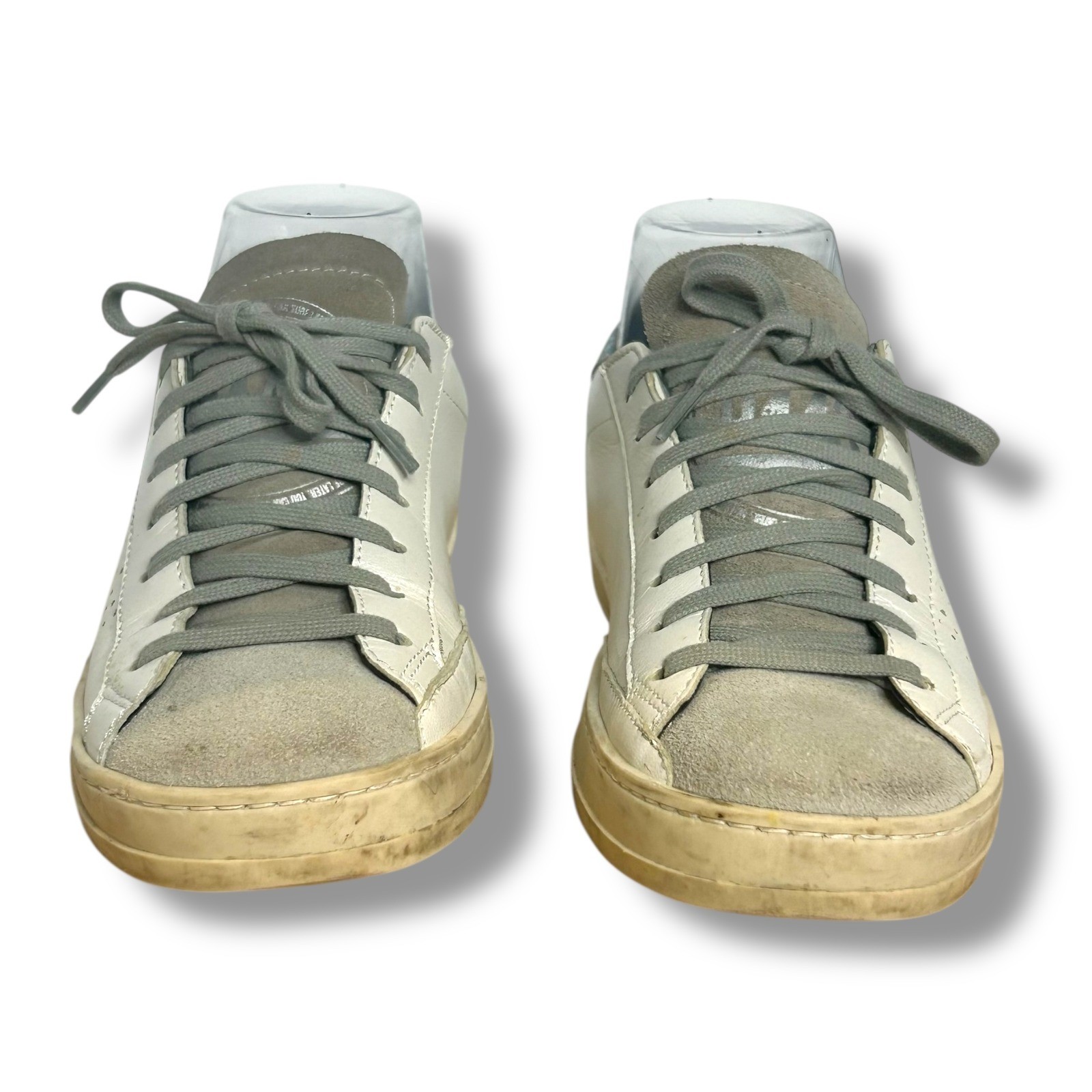 P448 Womens White Silver Perforated Leather Suede Low Top Sneakers US 6.5 EU 36
