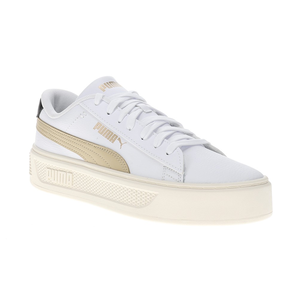 PUMA Smash V3 Platform Lace Up Womens White Sneakers Casual Shoes 39075817