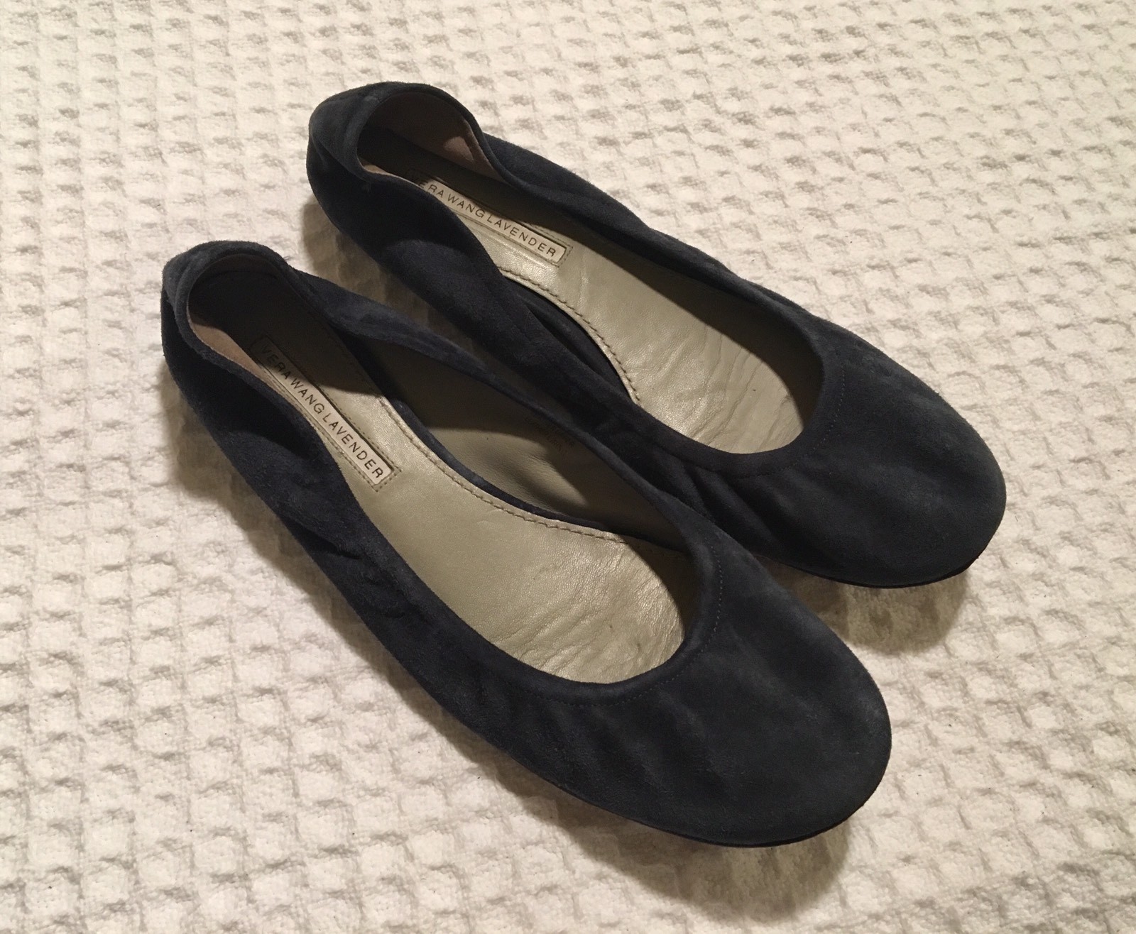 VERA WANG Lavender Lillian Suede Leather Ballet Ballerina Flats $195 Navy Blue 9