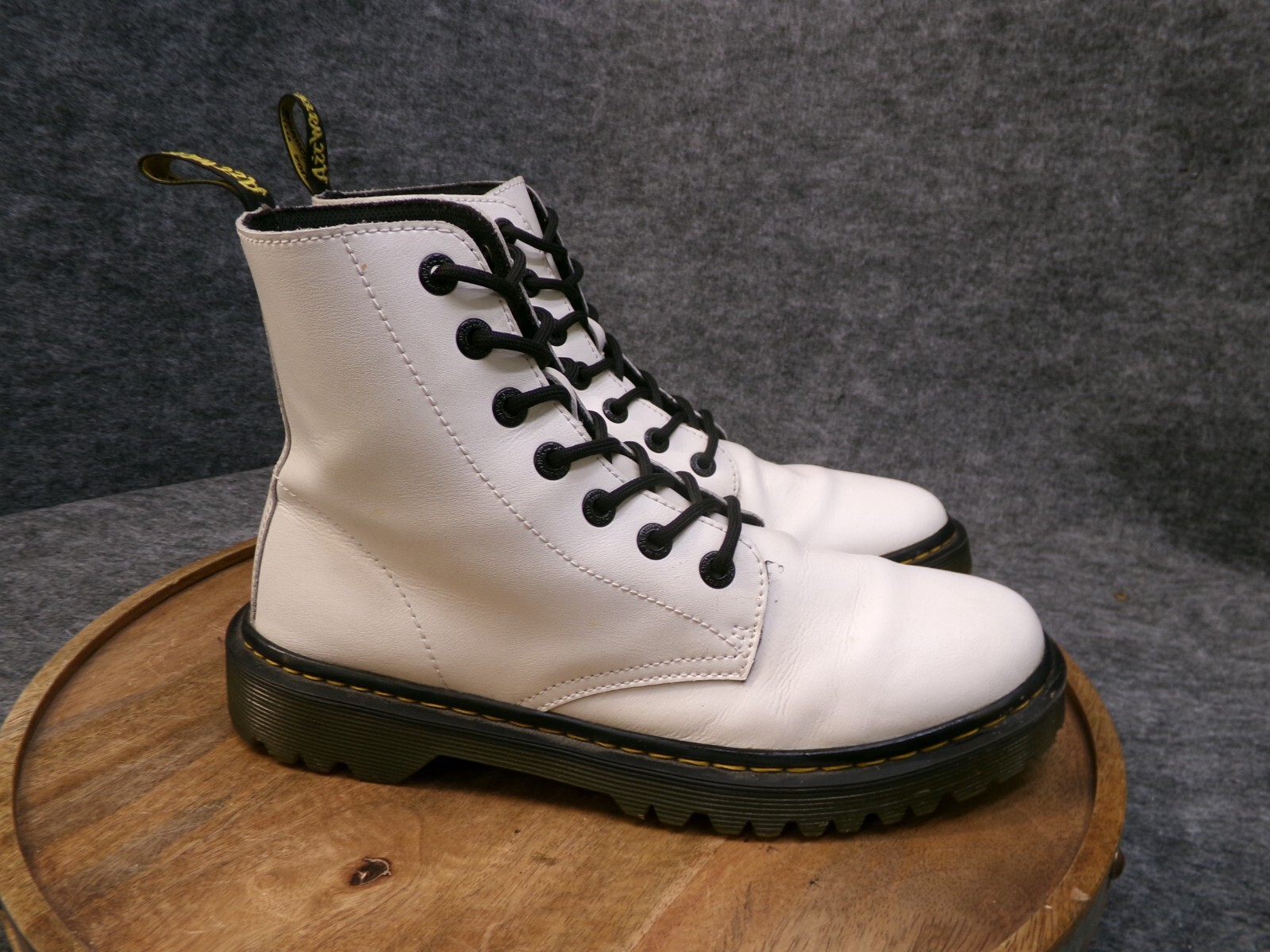 Dr. Martens Luana White Leather Lace Up Combat Boots Women Size 10 US