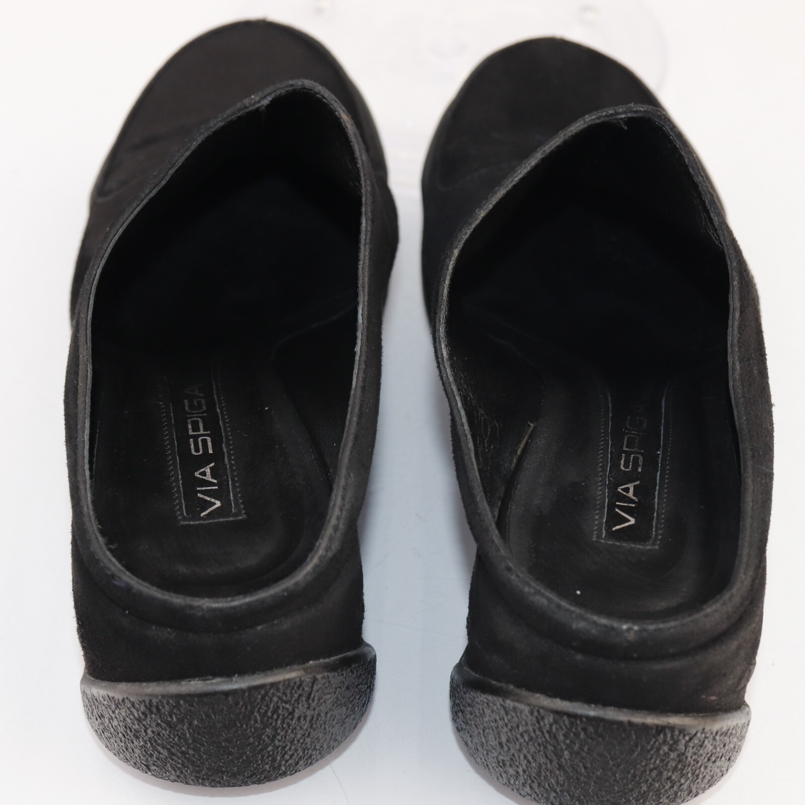 Via Spiga Womens Mule Size 8.5 M Black Suede Mule Wedge Heel Comfy Slip On Shoe