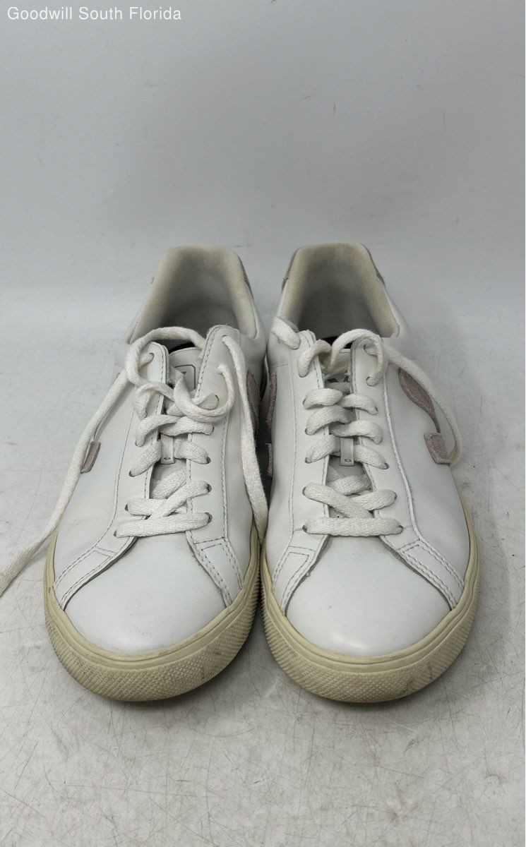 Veja Womens Esplar White Leather Lace-Up Low Top Round Toe Sneaker Shoes Size 8