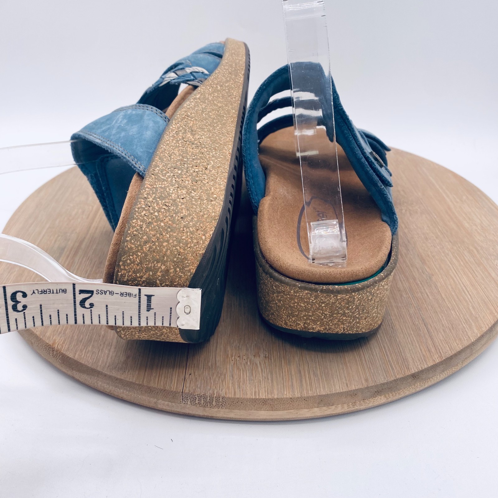 Orthofeet Sandals Womens 9 Blue Leather Comfort Carrie Slides Peep