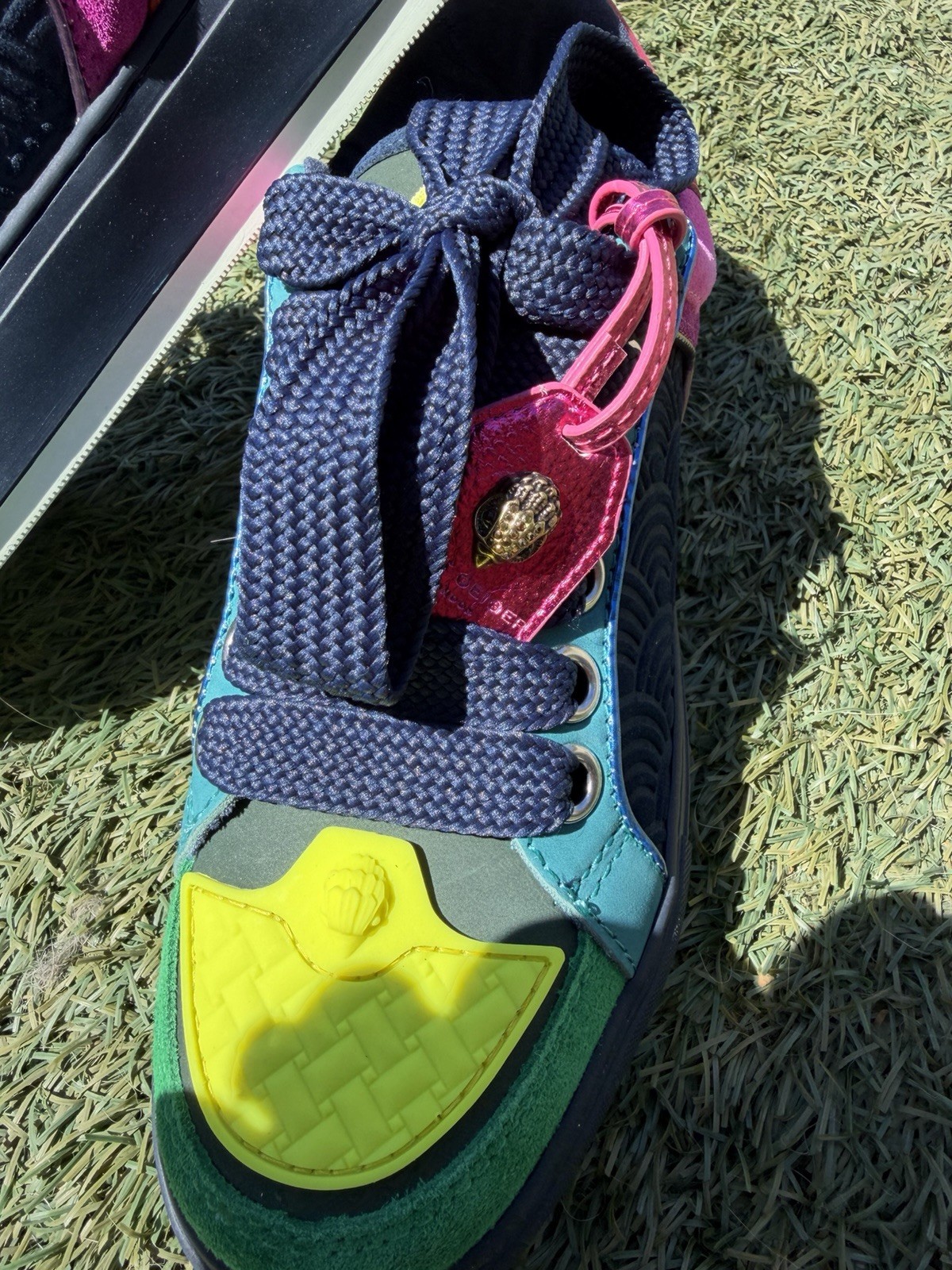Kurt Geiger London Southbank Tag sneakers Vibrant Color Suede W Charm Size 38.5