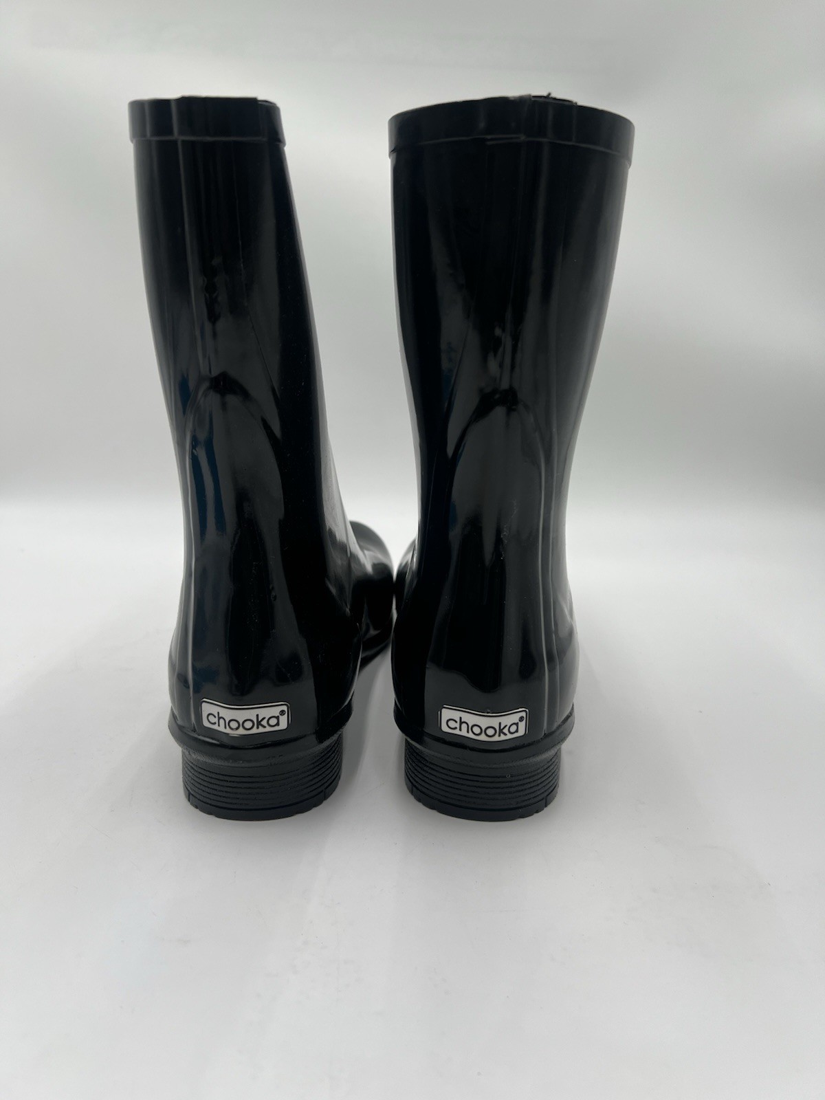 Chooka Polished Mid Rain Boots Black Waterproof Memory Foam Womens SIZE 9