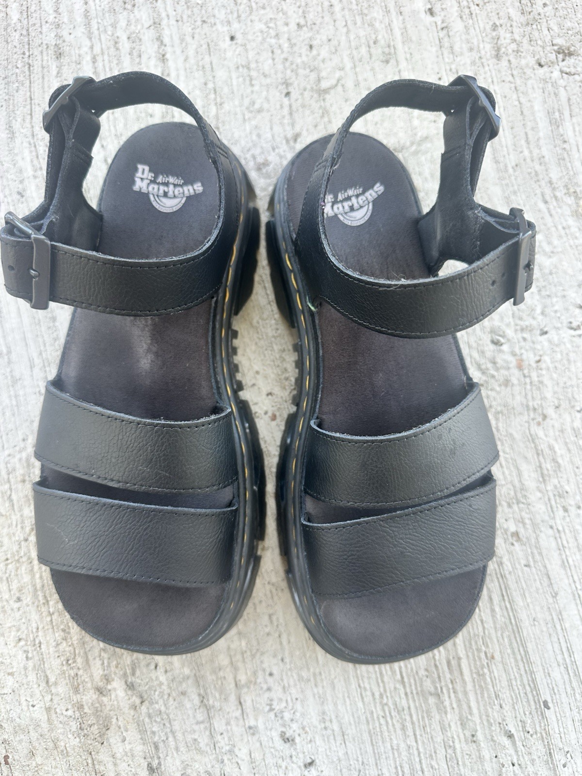 Dr. Martens Mattison 2 Strap Platform Sandals Black Leather Women’s Used