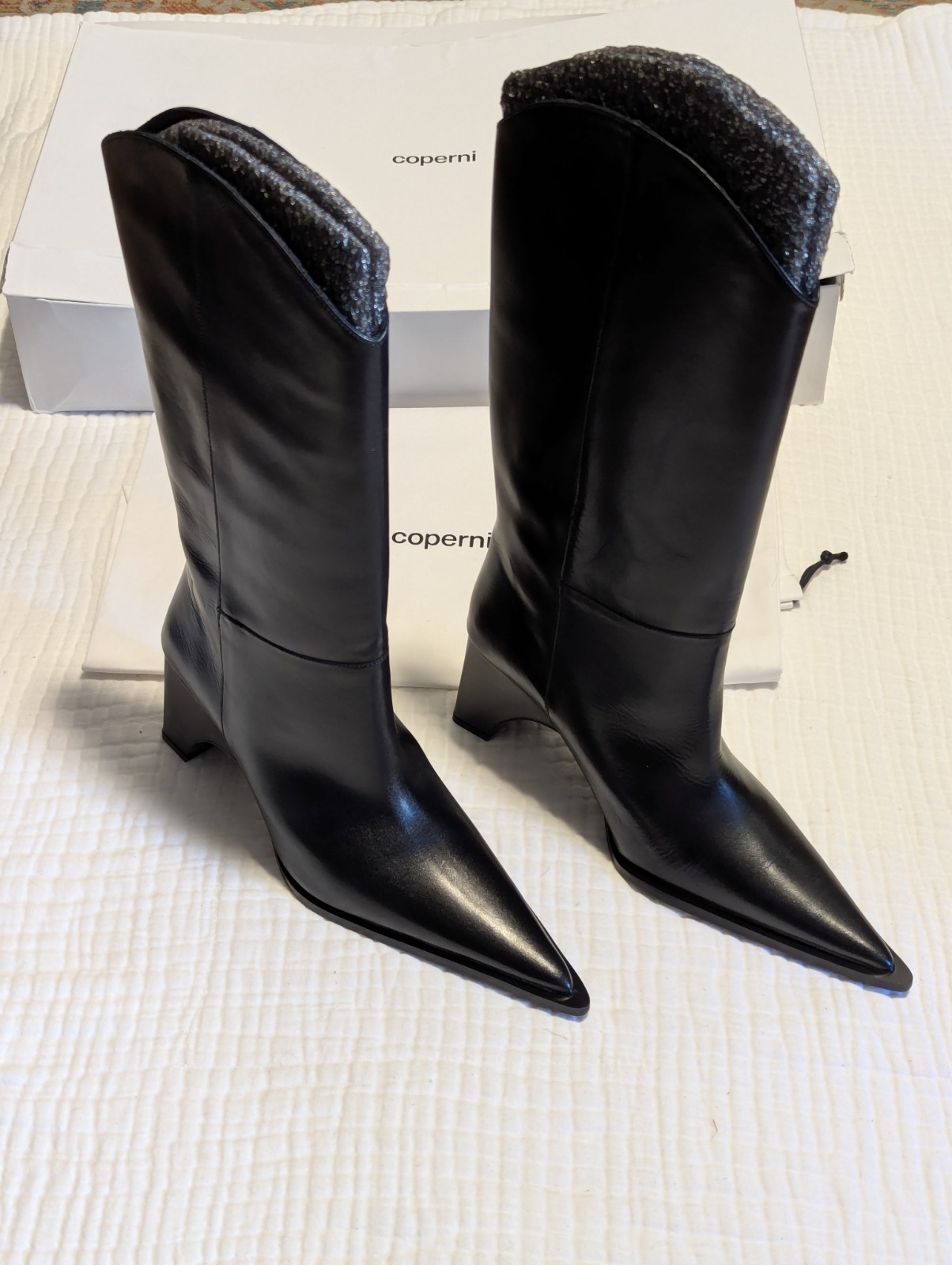 Coperni Bridge Cowboy Black Leather Boots Size EU 38 US 8