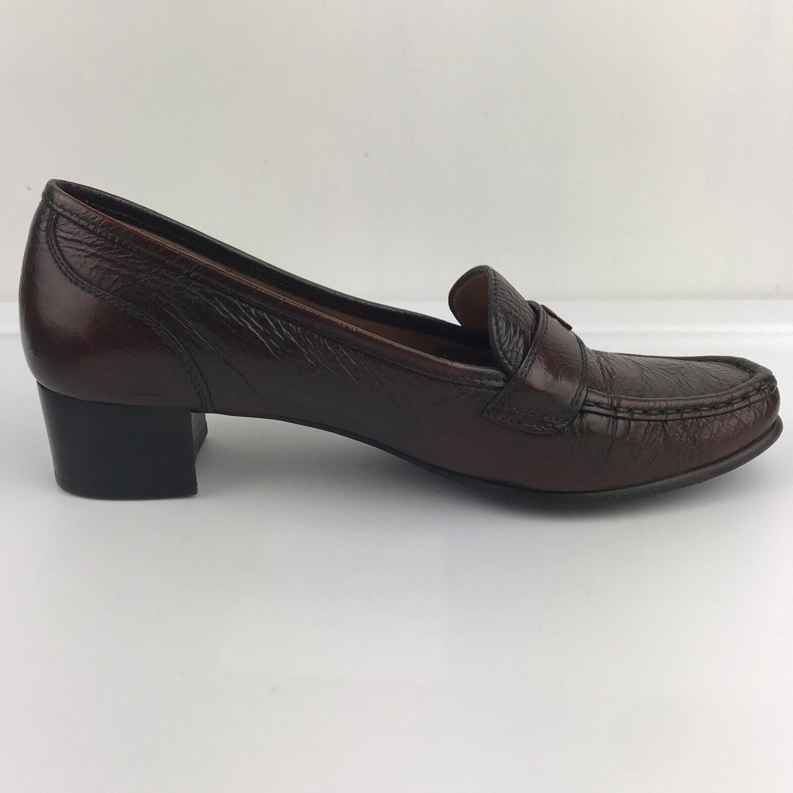 SIOUX Germany Loafers Block Heel Brown Leather Square Toe Women’s Size 5.5 UK