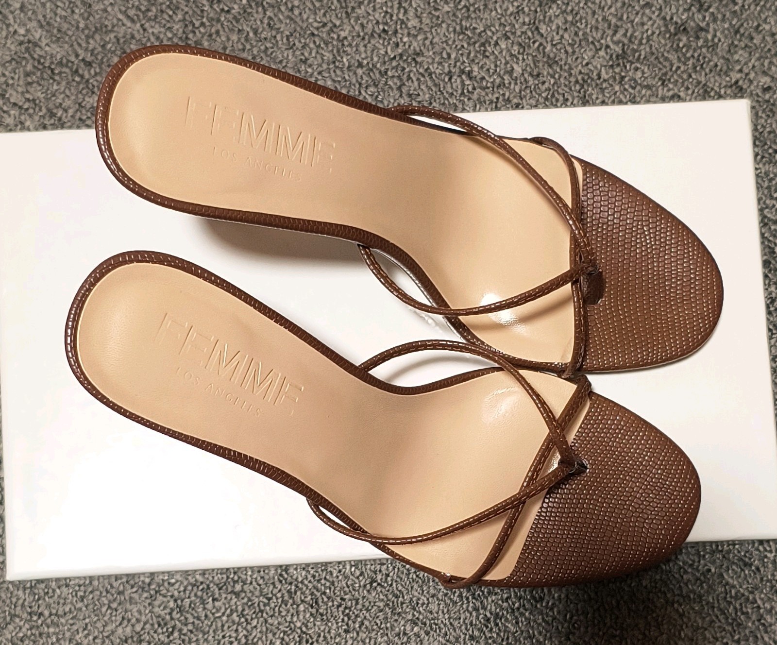 FEMME Los Angeles Women’s Leather Strappy Mule Stiletto Heel Slip-On 6.5