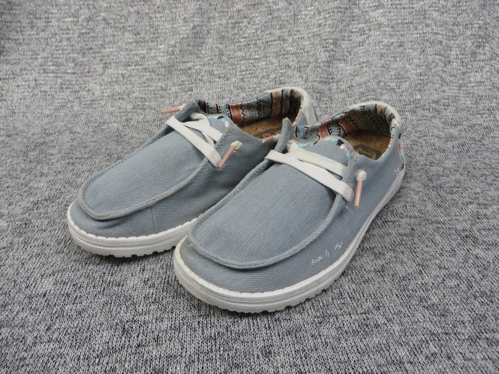 Hey Dude Wendy Boho Shoes Womens Size 6 Light Denim Blue Casual Comfort Loafers