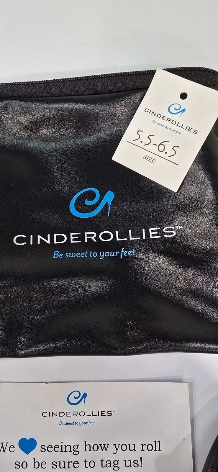 Cinderollies Black Foldable Ballet Flats with Carrying Pouch Size 5.5-6.5