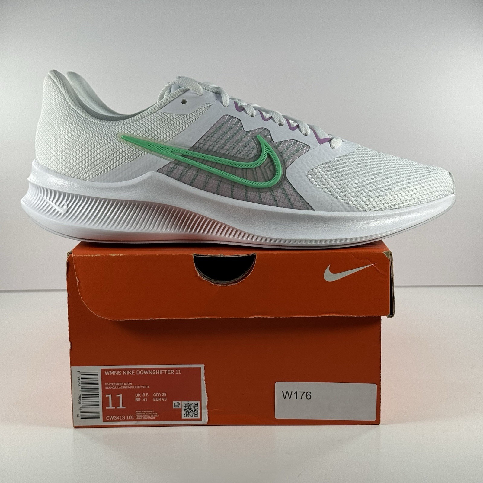 Nike Downshifter 11 White green glow Running Shoes Sneakers Size Women’s Size 11