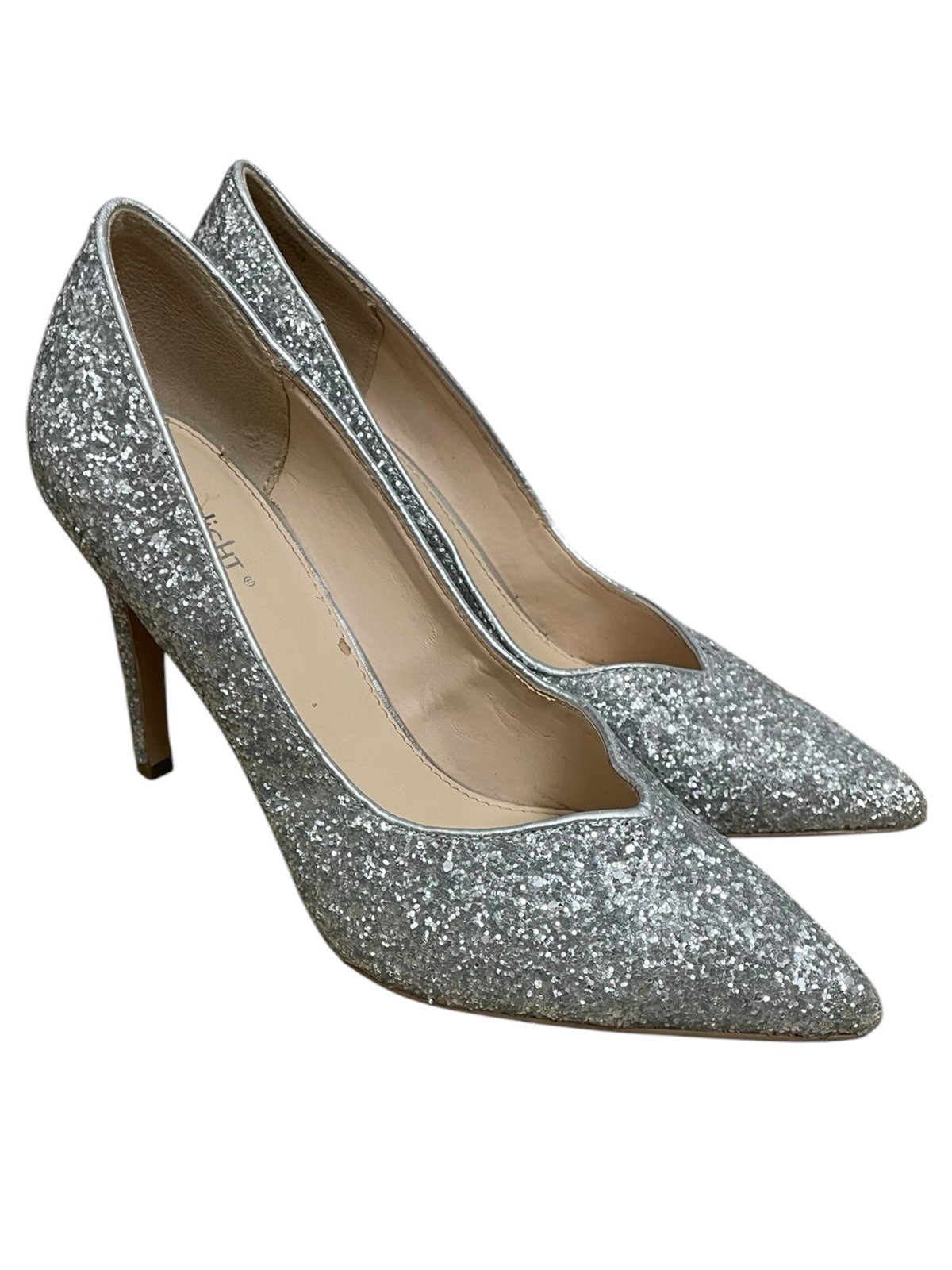 Limelight Silver Glitter Pointed Toe Heels Pumps Size 8