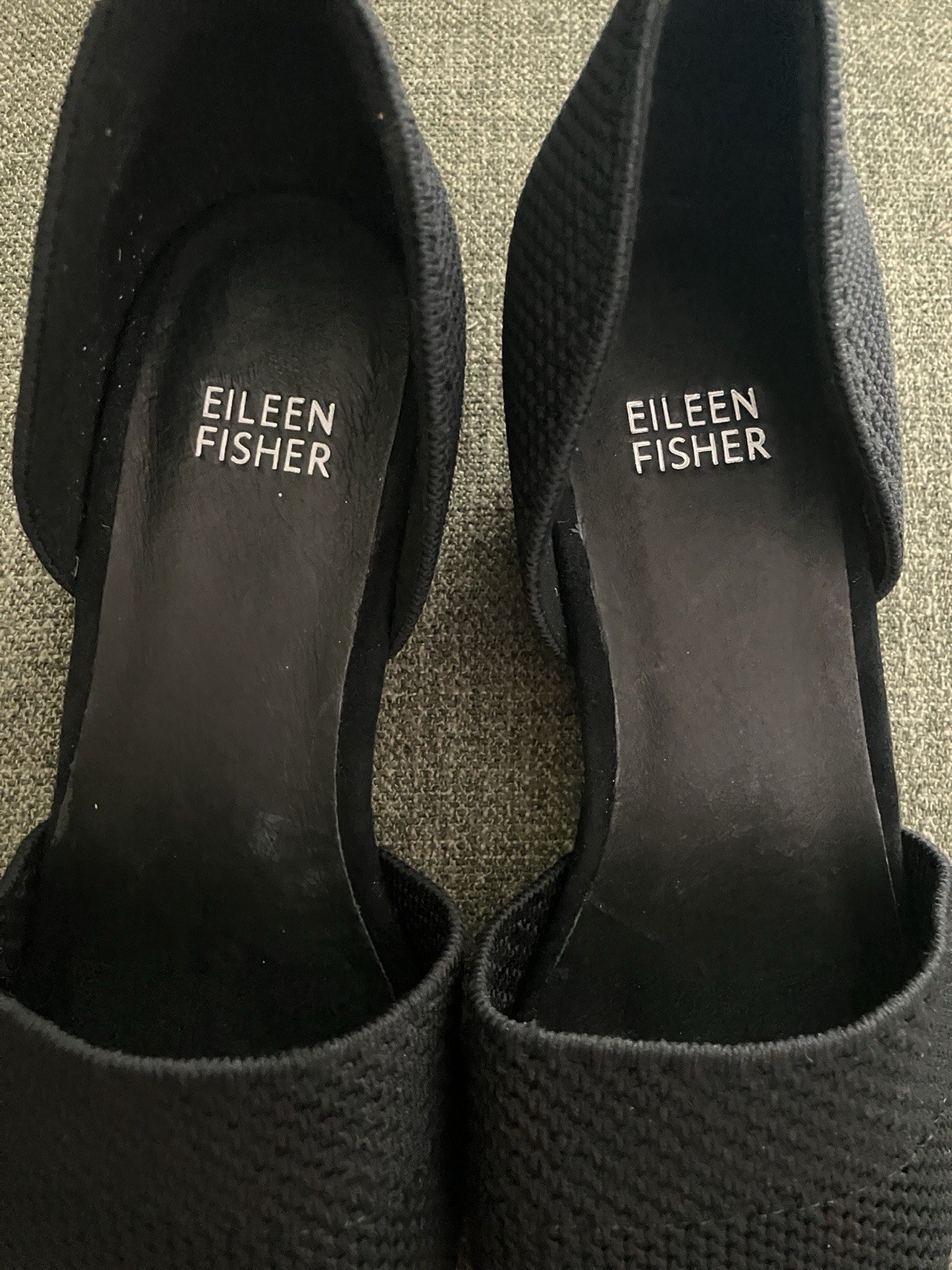 Eileen Fisher Women’s Black Synthetic Pointed Toe D’Orsay Slip On Heels 7.5