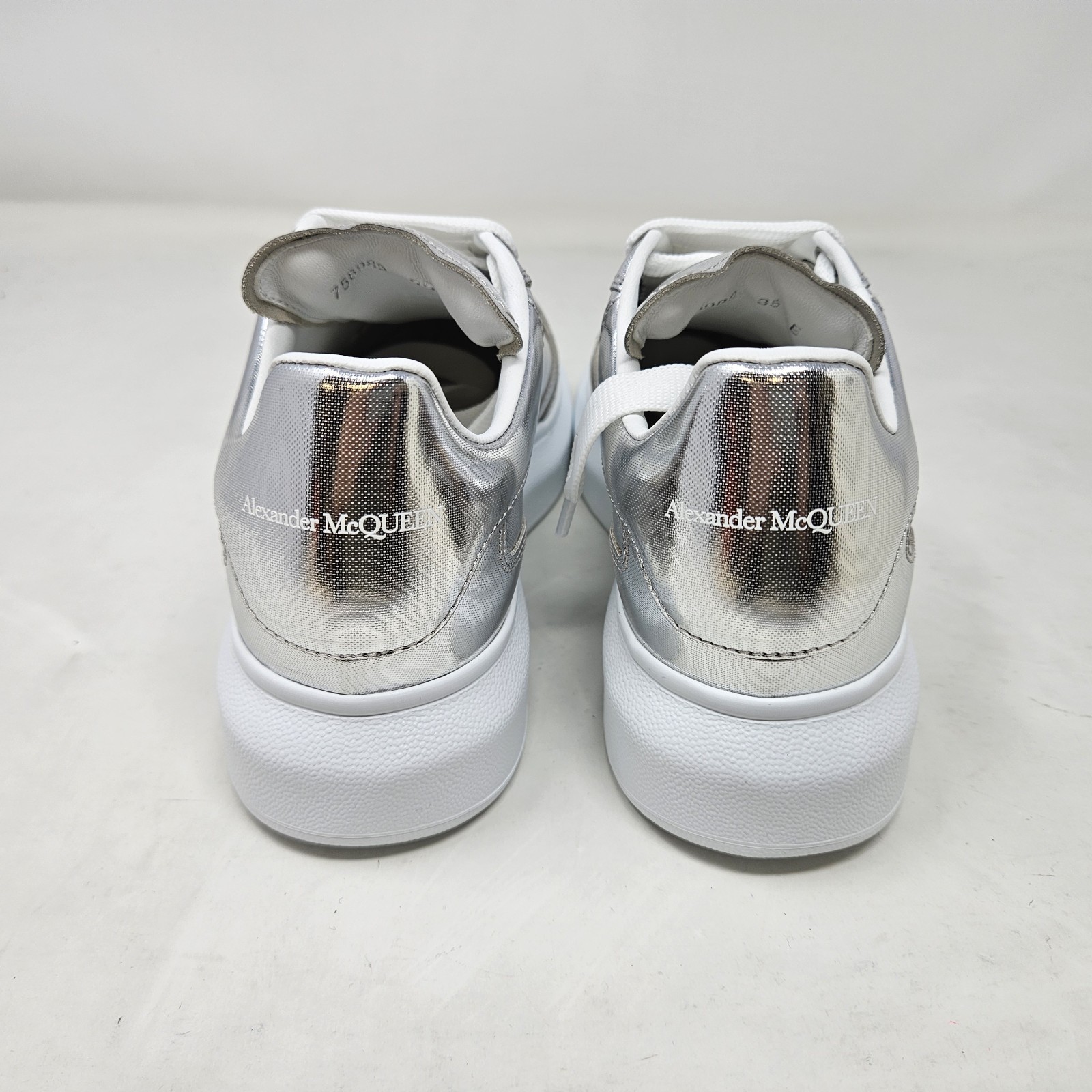 Alexander McQueen Oversized Silver Chrome Fashion Sneakers / Women’s US 5, EU 35