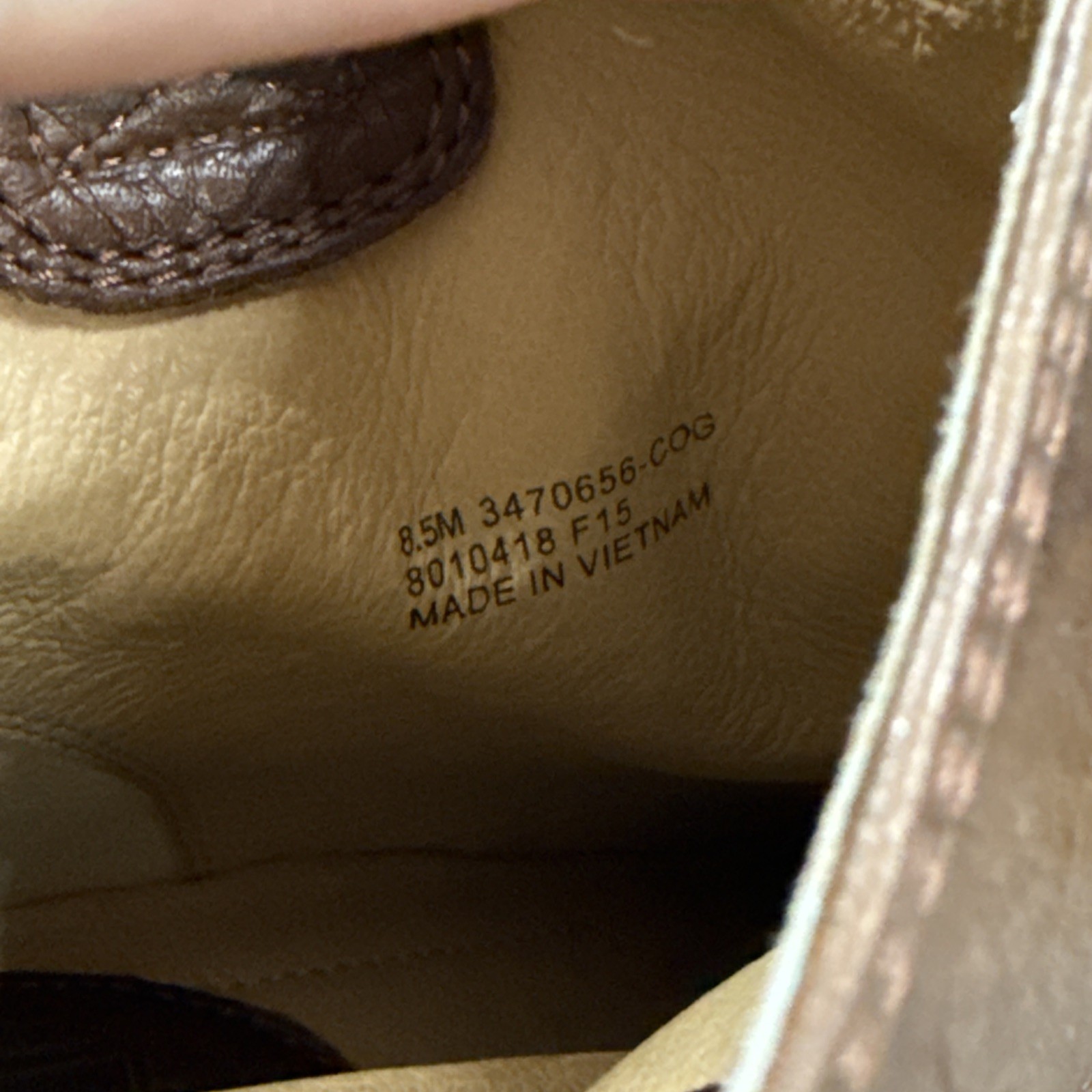 Frye Carson Covered Wedge Ankle Bootie Boots Zip Cognac Brown Leather 8.5 M