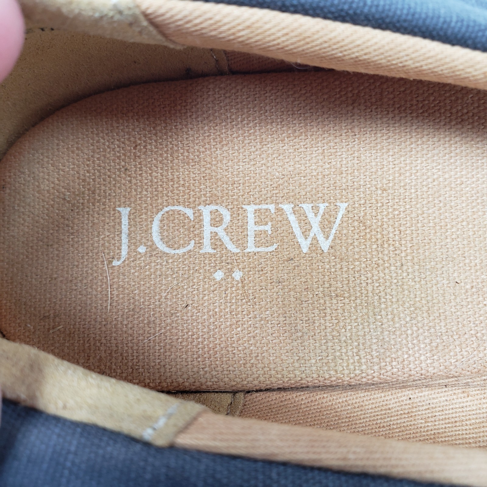 J Crew Womens Sz 7.5 Blue Canvas Slip On 3.25″ Heel Espadrille Wedge Pumps Shoes
