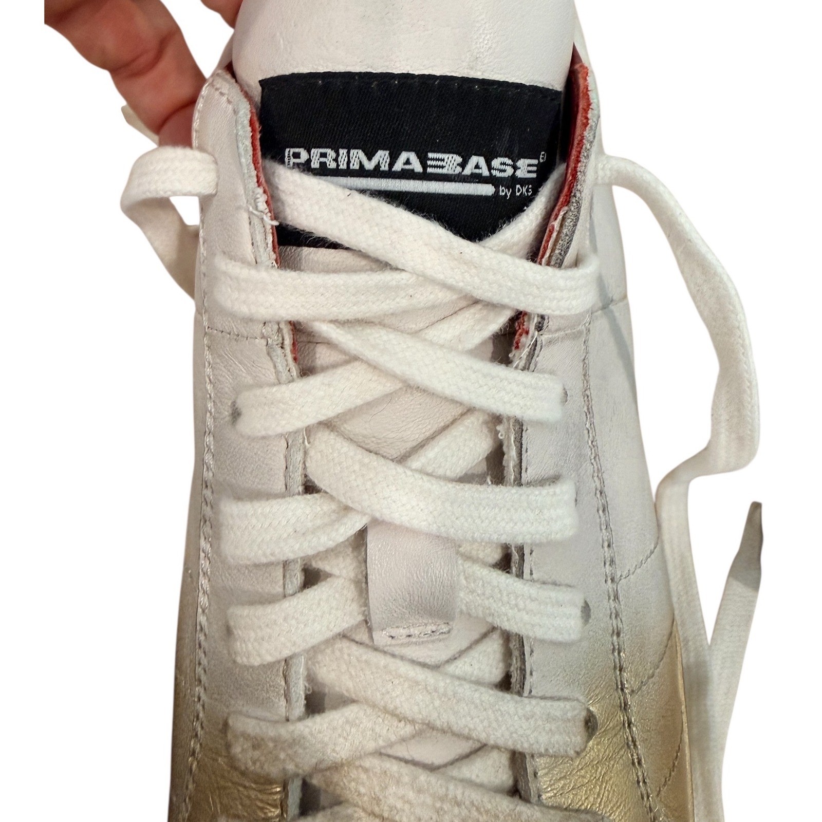 Primabase Forma Sneakers White Gold Red Metallic Distressed Leather Italy 40