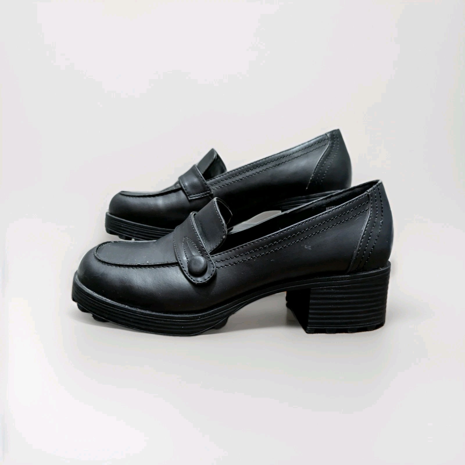 Vintage Unionbay Bettie Platform Loafers Chunky Black Size 6M 90s Y2K Academia