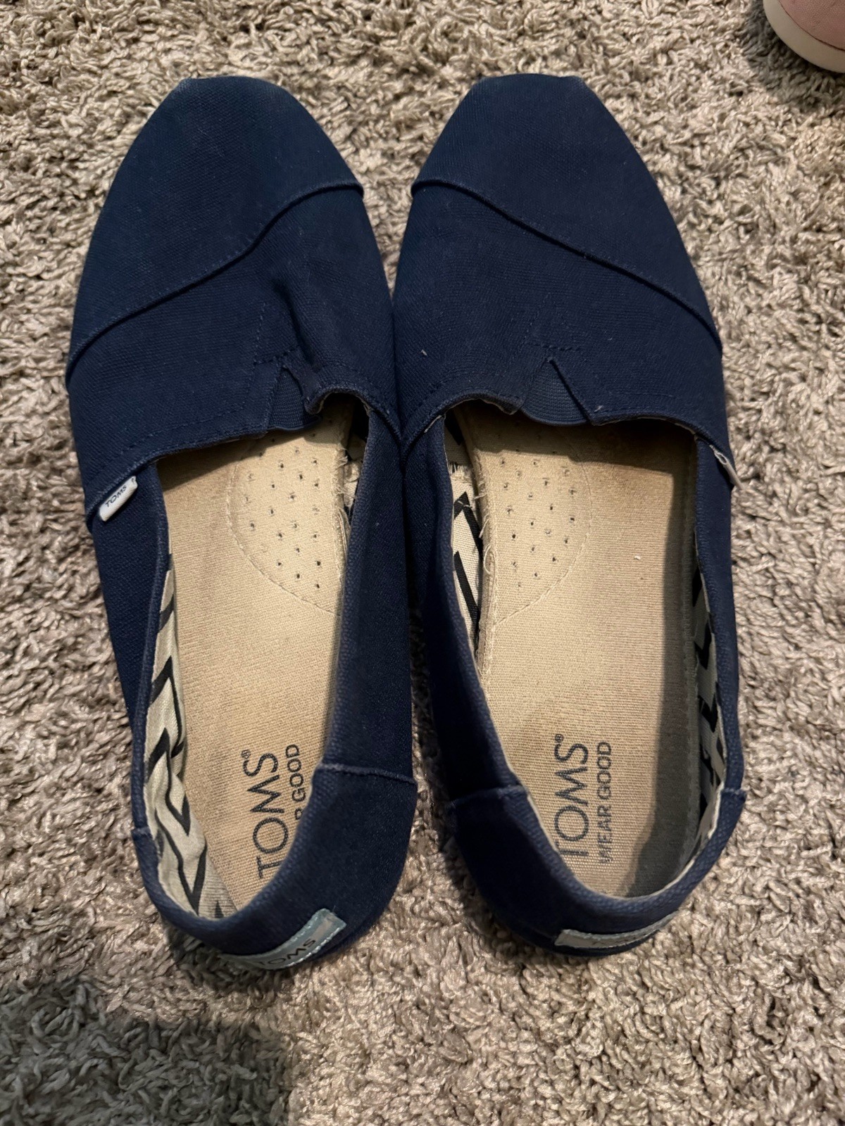 Tom’s Alpargata Canvas Women’s Classics Slip-On Shoes – Navy, Size 12w