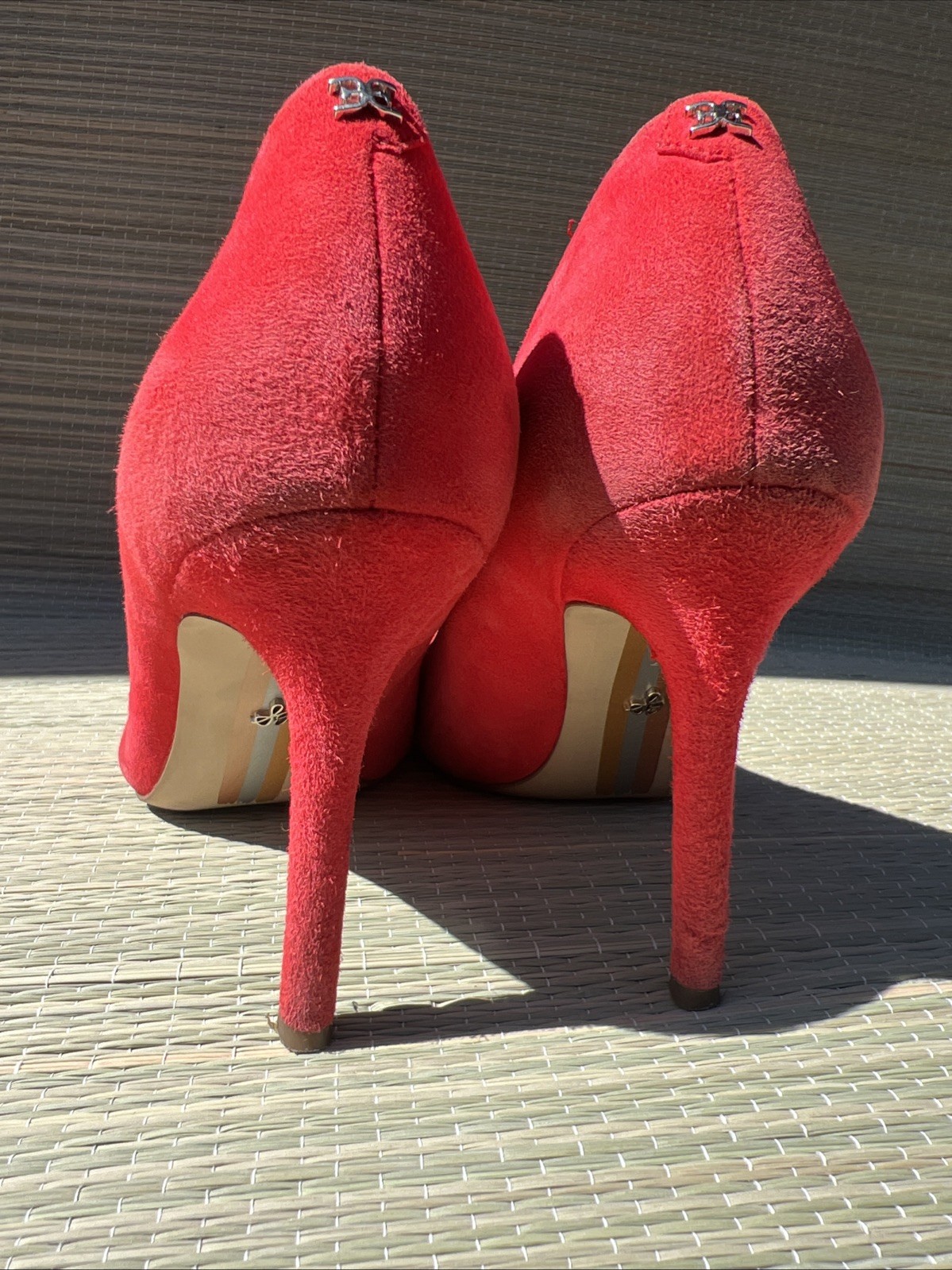Sam Edelman Women’s Red Suede Heels Size 8 Preowned Condition