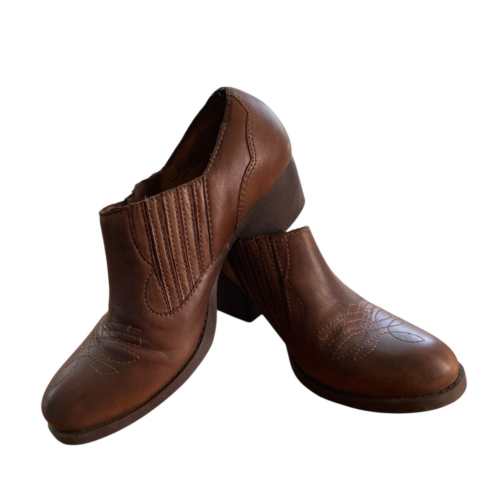 Nurture by Lamaze Brown Leather Ankle Cowgirl Boot Booties Shoes Size 6.5 M