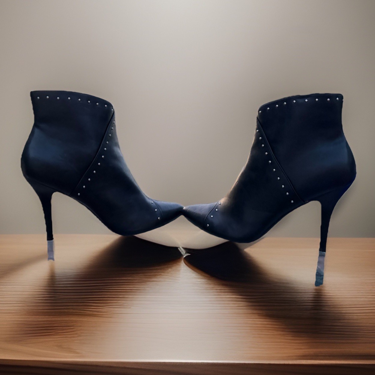 The Limited Black Vegan Studded Stiletto Ankle Boots 9 1/2 Punk Goth Emo Rock