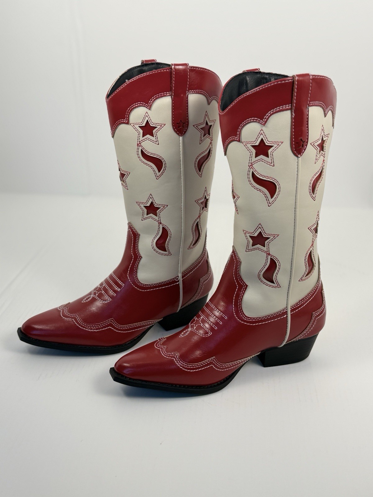 Unionbay ORETTA Western Cowboy Boots Red White Stars Womens Size 6M New