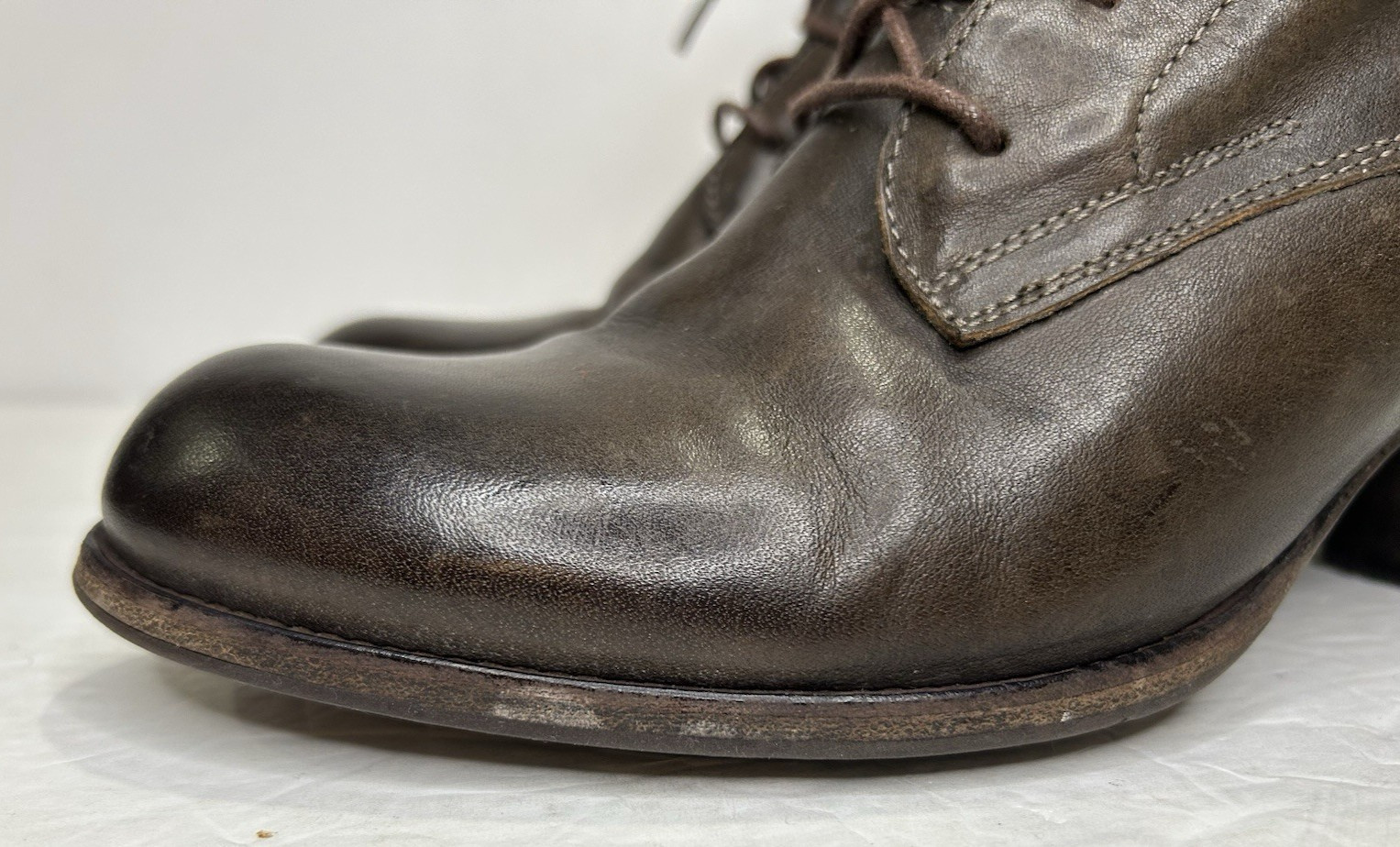 N.D.C. Made by Hand Ankle Boots Women 40 9.5 Brown Leather Lace-Up Heeled Spain