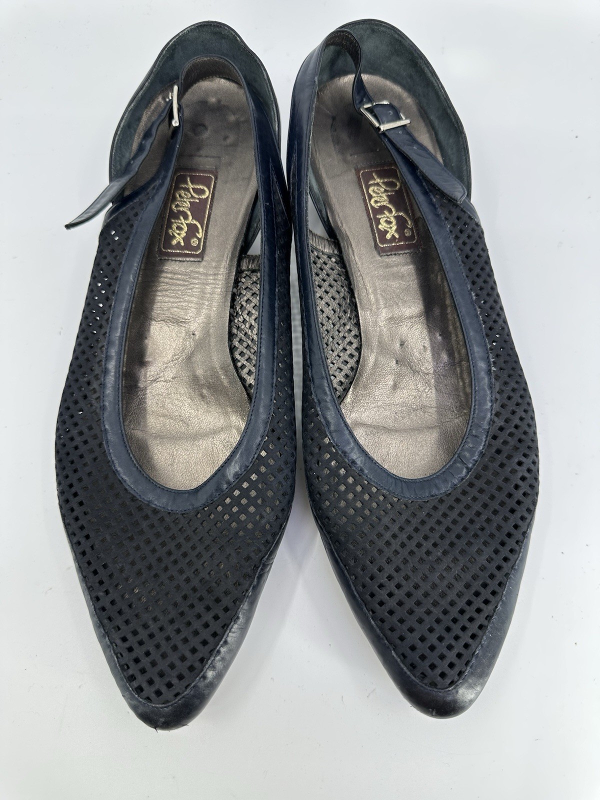 Vintage Rare Peter Fox Womens Navy Leather Suede Low Shoes Sz 10.5 B Pre-owned