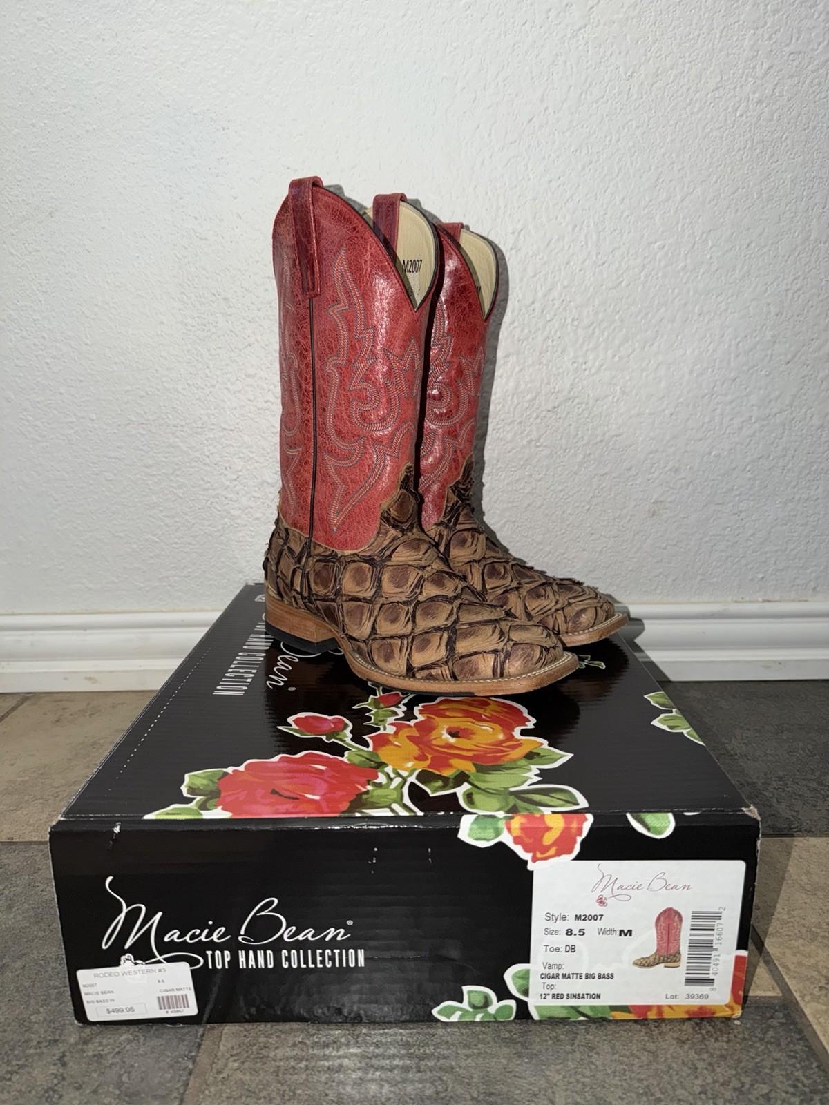 Macie Bean Ladies Pirarucu Cigar Matte Red Sinsation Boots M2007