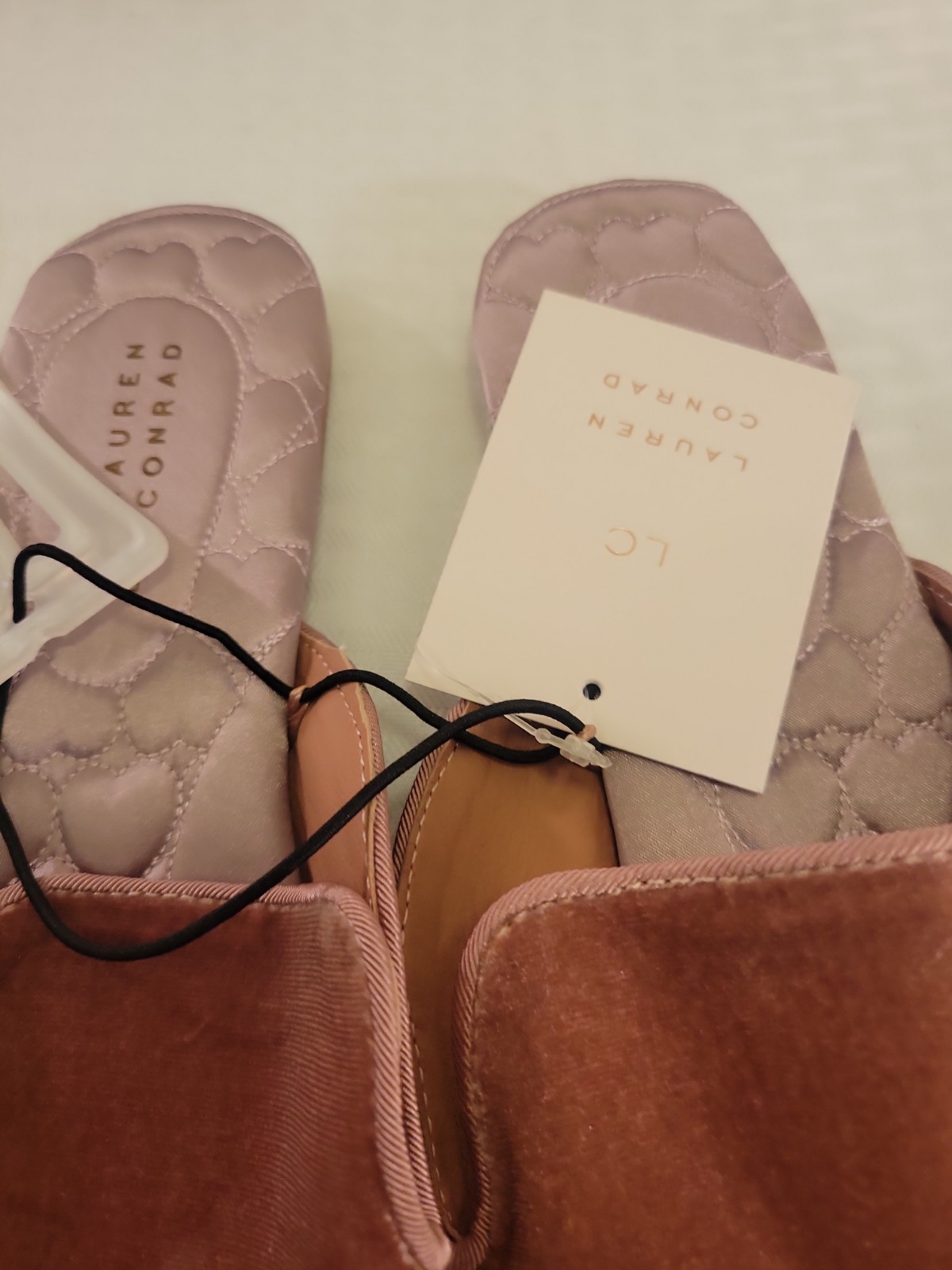 LC LAUREN CONRAD Slip On Slide SLIPPERS Women’s Velvet Pink Size L 9/1 0 New