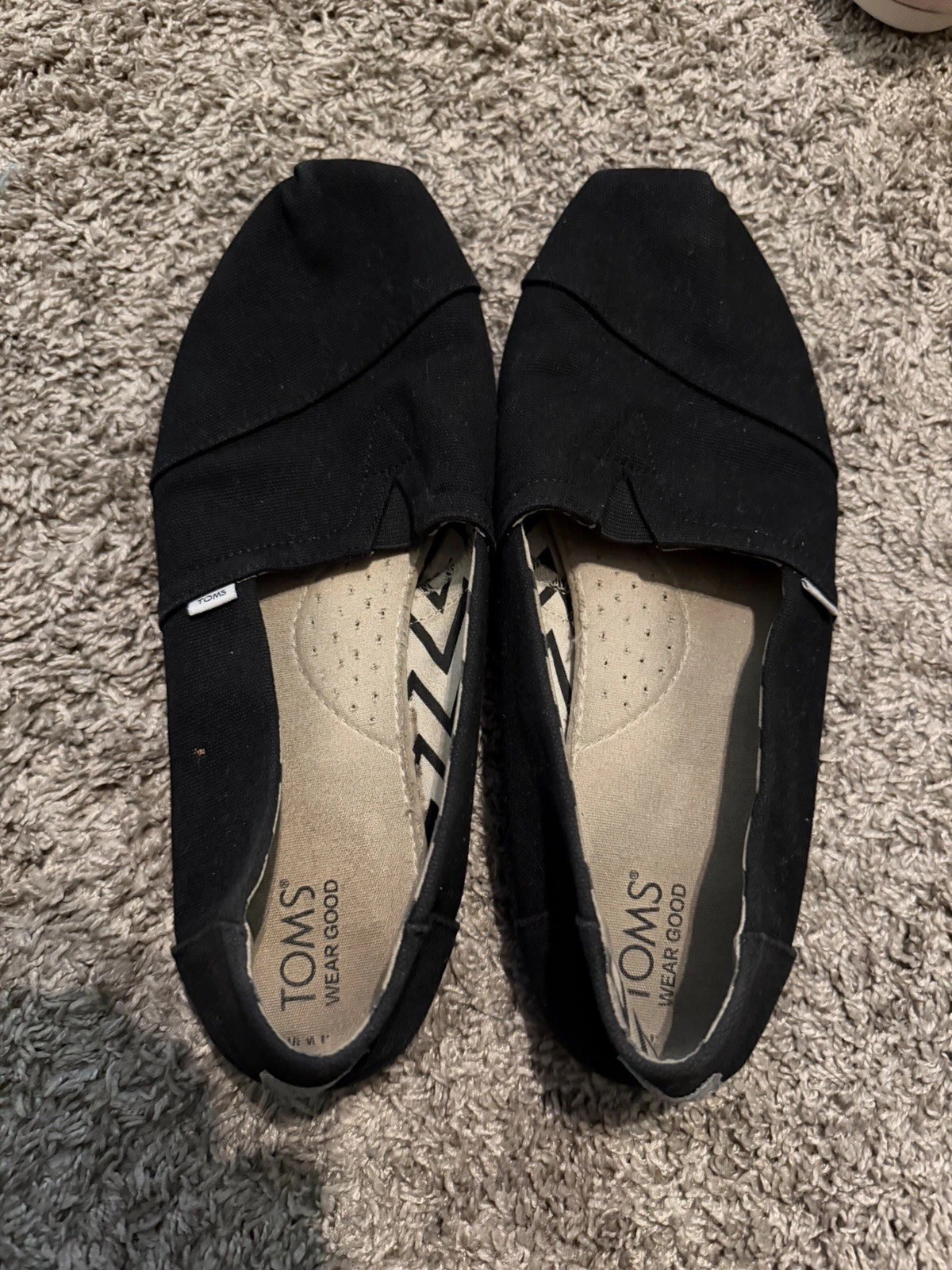 Tom’s Alpargata Canvas Women’s Classics Slip-On Shoes – Black, Size 12