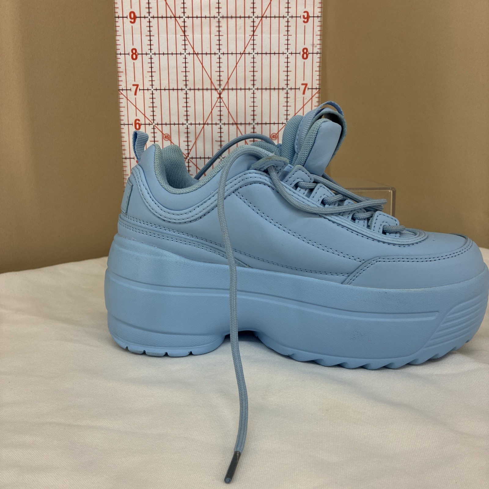 Berness LILY 5005 Light Blue Platform Sneakers Chunky Lace Up Shoes Women Bold