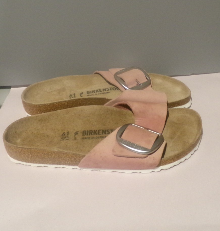 Birkenstock Madrid Big Buckle Sandals 41 Womens Soft Pink Nubuck Leather USA 10