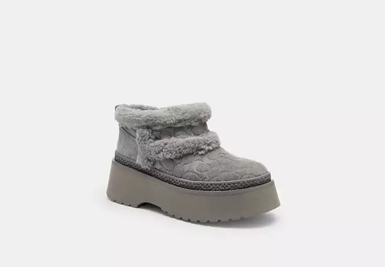 COACH Women’s Christina Signature Shearling Booties Size: 11 Color: Charcoal NWB