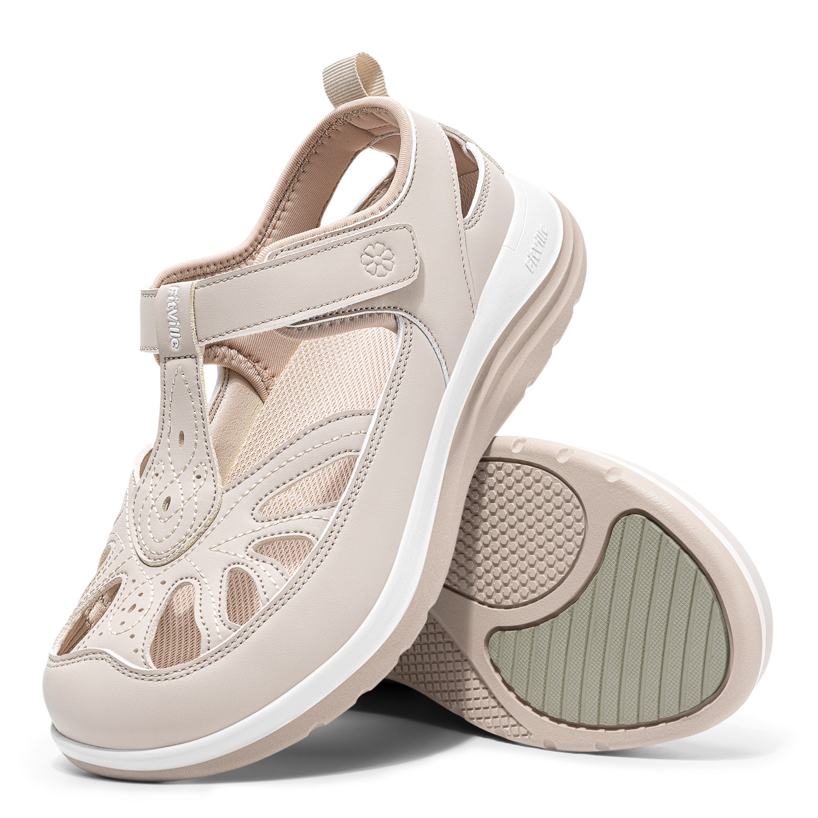 FitVille Womens Sandals Wide Width Orthopedic Adjustable Straps Arch Support