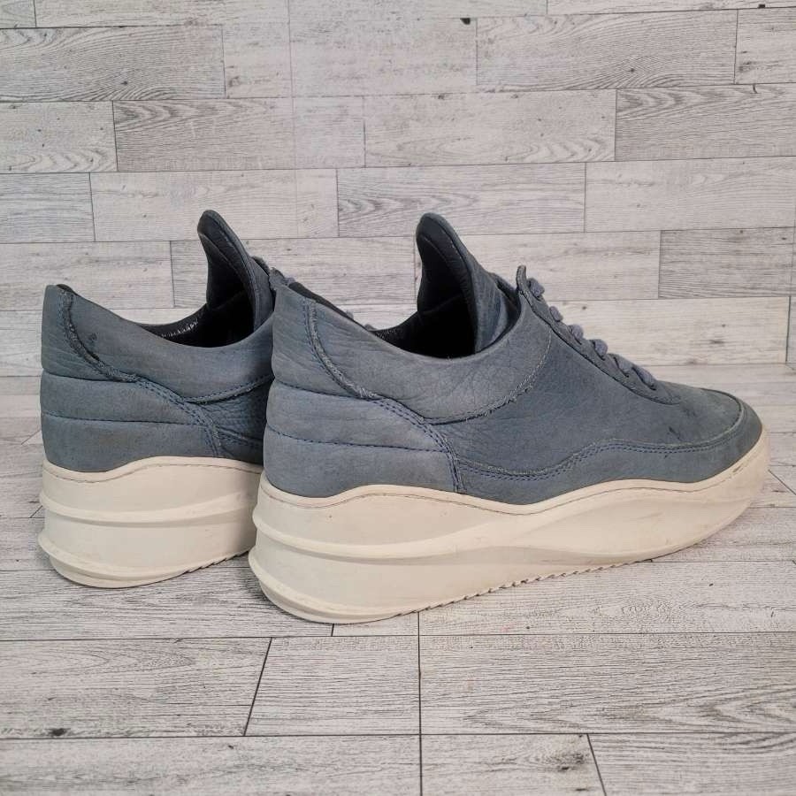 Women’s Filling Pieces Handmade Blue Leather Low Top Sneakers Shoes Size 40