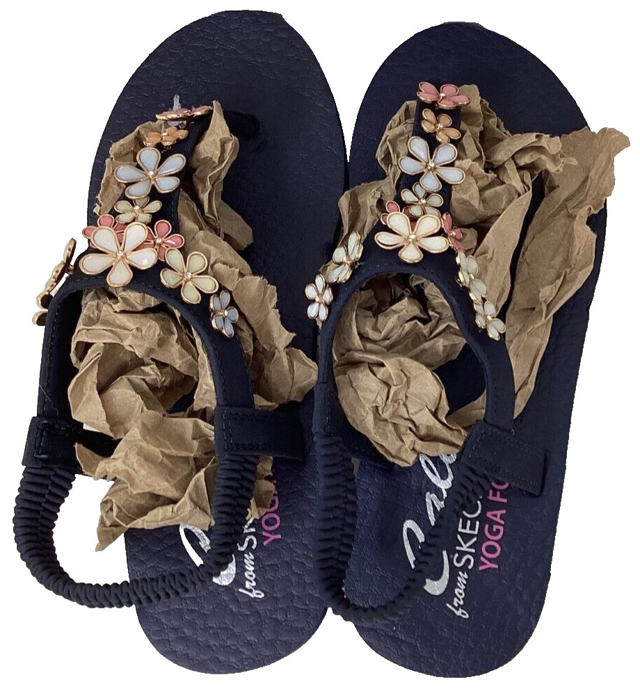 Skechers Women’s Meditation Happy Daisies Flip Flops Navy/Multi Size:9 181S