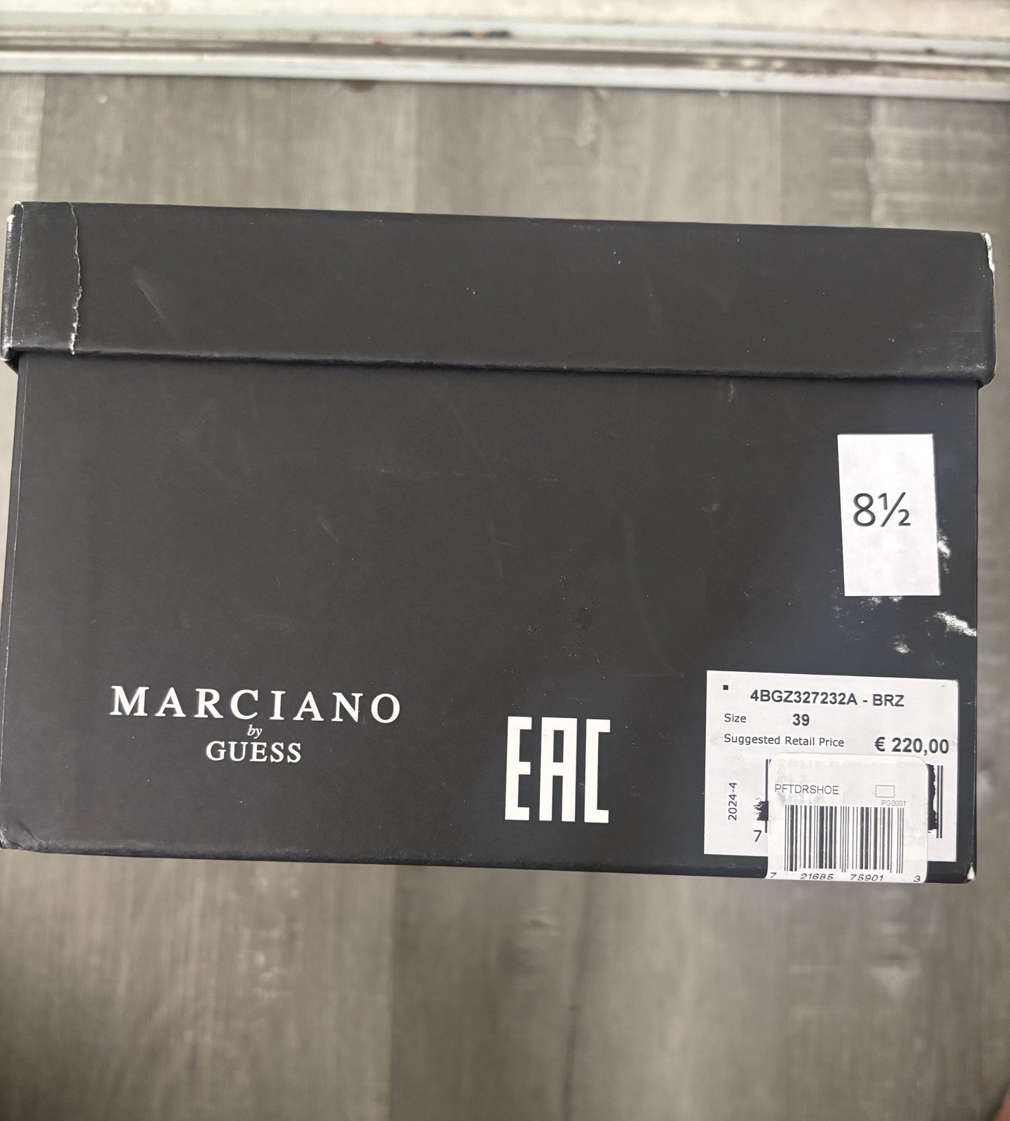 Marciano by GUESS Brown Leather Strappy Square Toe Slip-On Block Heel Women 8.5