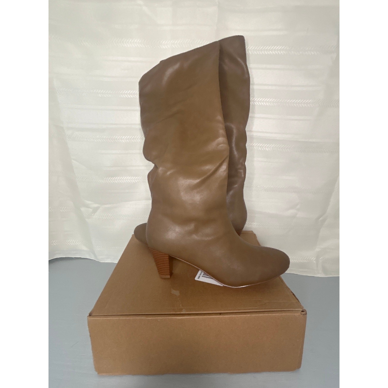 Journee Collection Jovey Tru Comfort Foam Pull On Almond Toe Boot Taupe Size 7