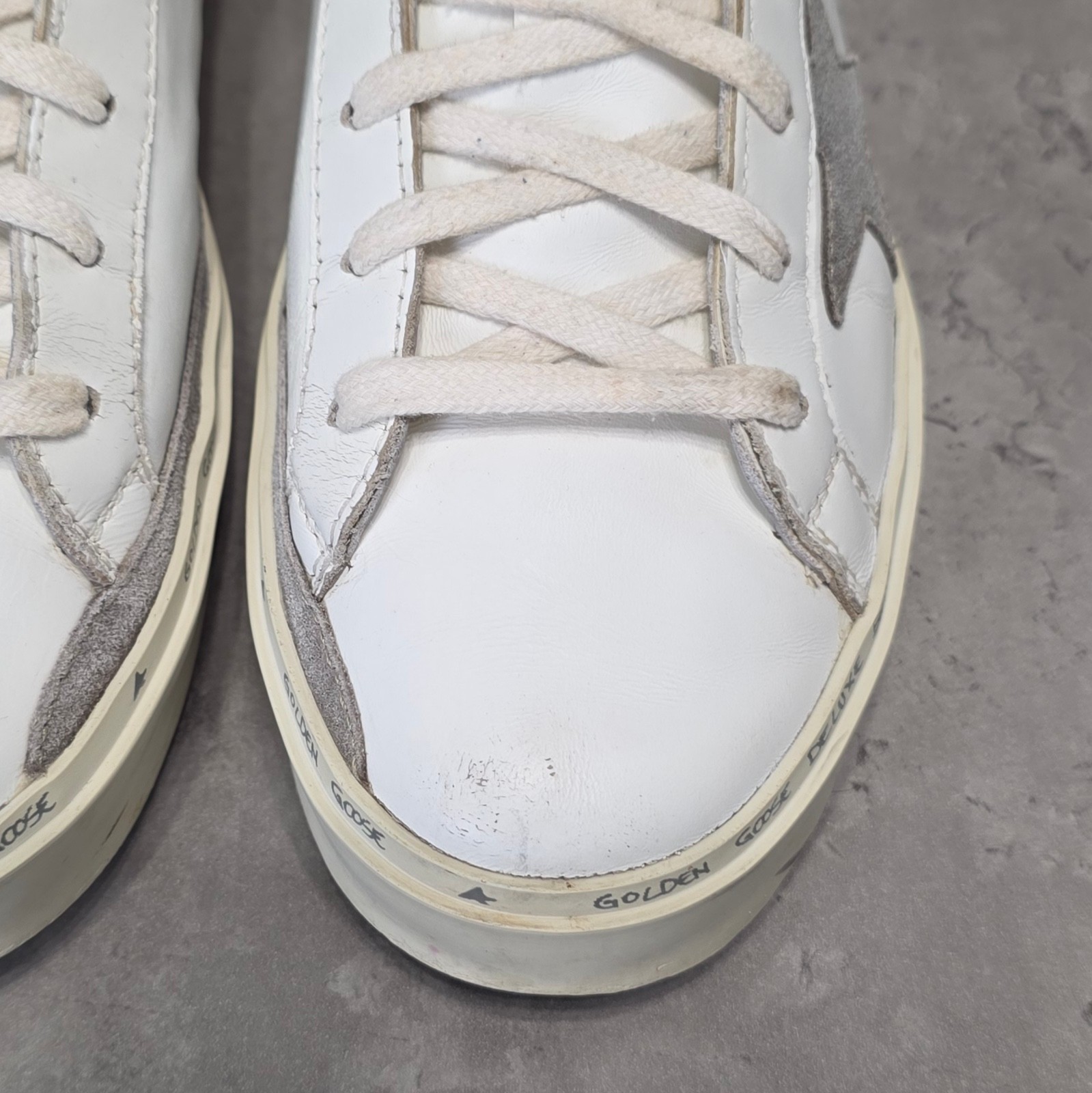 Golden Goose Hi Star Women’s Sneakers White Leather Platform Shoes Size 39