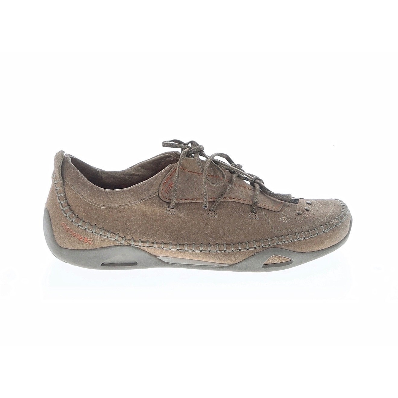 Flawed Gem! Michelle K by Skechers Brown Suede Moccasin Whipstitch Shoe Sz 7.5