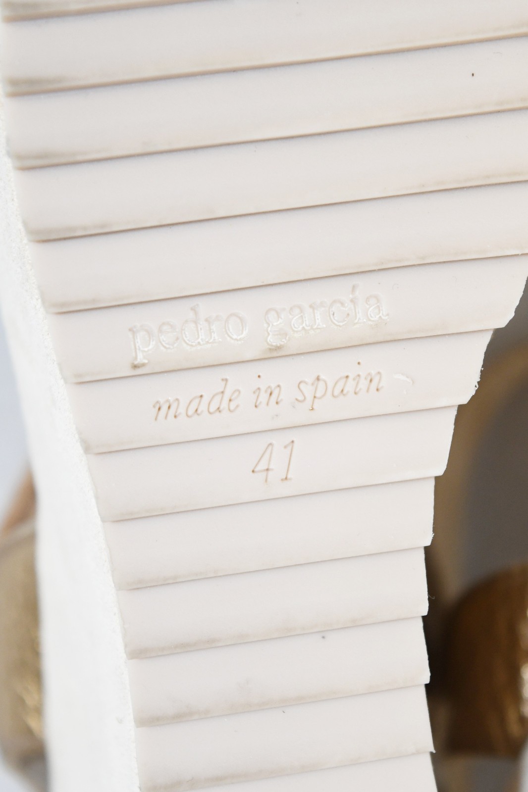 $650 Pedro Garcia FANTINA wedge sandals METALLIC CREAM LEATHER SAWTOOTH 41 (DD2)